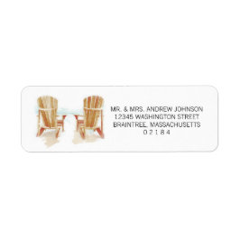 Twee Waterverf Adirondack Beach Stoelen Etiket