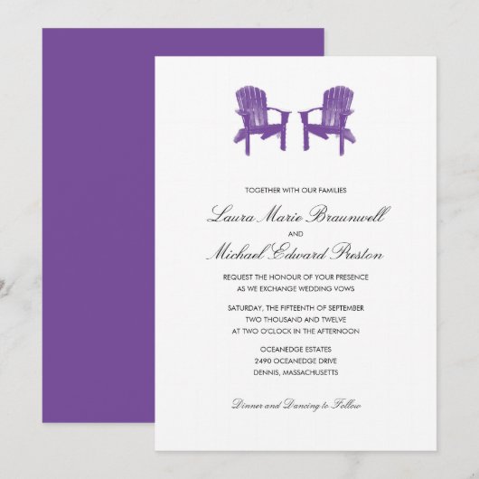 Twee Waterverf Adirondack Chairs Wedding Kaart (Voorkant / Achterkant)