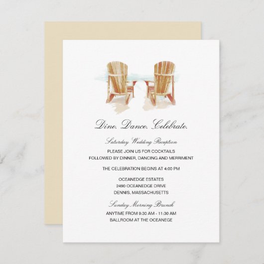 Twee Waterverf Adirondack Stoelen Bruiloft Kaart (Voorkant / Achterkant)