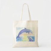 Twee Waterverf Dolphins Sunset Bag Tote Bag (Voorkant)
