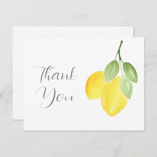 Twee Waterverf leemons Hartelijk dank Bedankkaart (Voorkant / Achterkant)