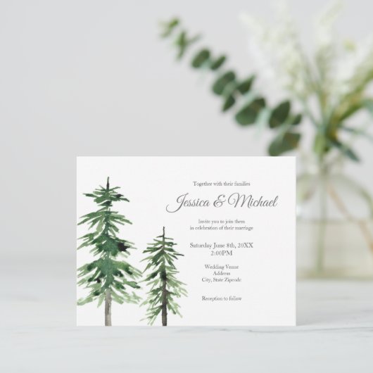 Twee Waterverf pijnbomen Kaart (Staand voorkant)