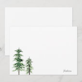 Twee Waterverf pijnbomen Notitiekaartje (Voorkant / Achterkant)