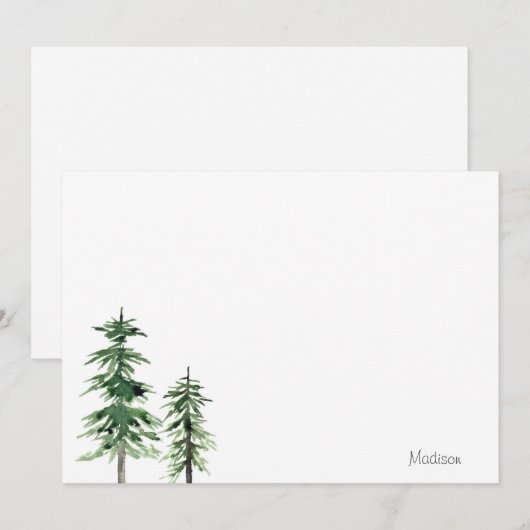 Twee Waterverf pijnbomen Notitiekaartje (Voorkant / Achterkant)