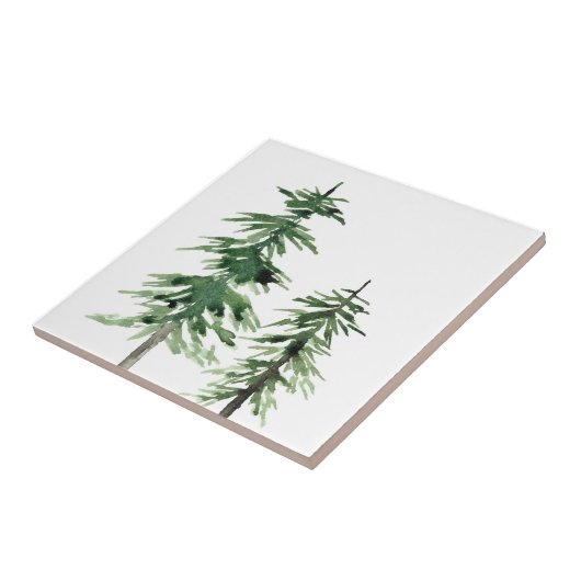 Twee Waterverf pijnbomen Tegeltje (Zijkant)