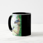 Twee Waterverf Stellar Jay Vogels Bosbomen Mok (Voorkant links)
