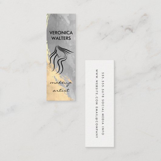 Twee Waterverf toon geborsteld | Haarstylist-picto Mini Visitekaartje (Voorkant / Achterkant)