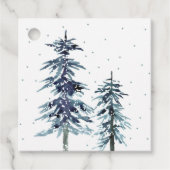 Twee Waterverf Winter Pine Trees 2 gift labels (Voorkant)