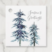 Twee Waterverf Winter Pine Trees cadeau labels (Voorkant)