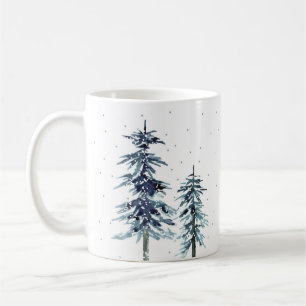 Twee Waterverf winterpingbomen 2 Koffiemok