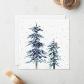 Twee Waterverf winterpingbomen 2 Notitiekaartje (Voorkant / Achterkant in situ)