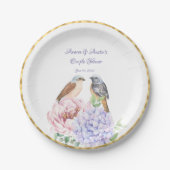 Twee Waterverf zongvogels — paardedouche Papieren Bordje (Voorkant)