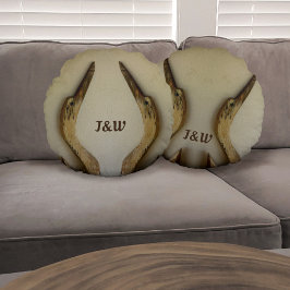 Twee Weathered Herons Rond Kussen