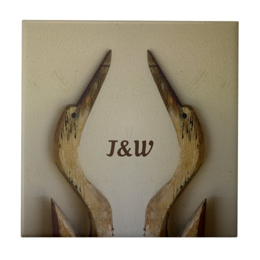 Twee Weatherons met Initialen Kustal Tegeltje (Voorkant)