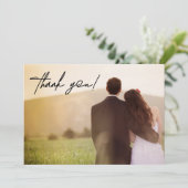 Twee Weduwfoto's Elegant Script Custom Bedankkaart (Staand voorkant)