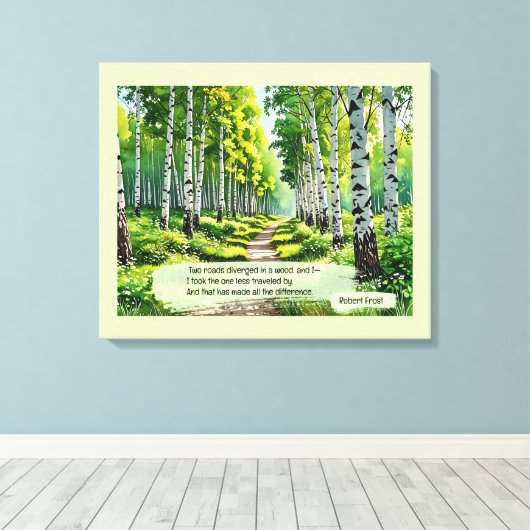 Twee wegen die in een bos uiteenlopen, canvas afdruk (Insitu (Houten vloer))