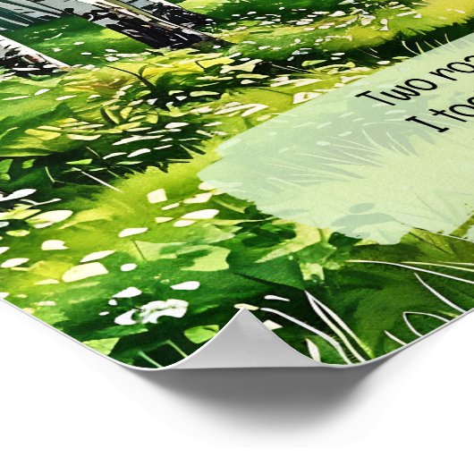 Twee wegen die in een bos uiteenlopen, poster (Hoek)