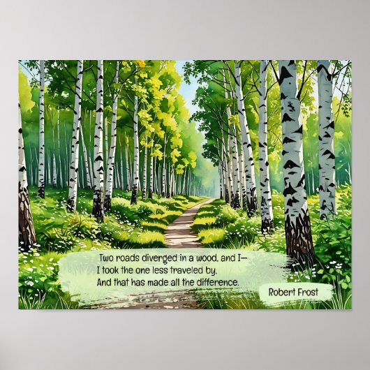 Twee wegen die in een bos uiteenlopen, poster (Voorkant)