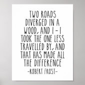 Twee wegen in een hout, Robert Frost Quote Poster (Voorkant)