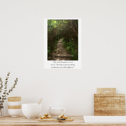 Twee wegen lopen uiteen in een houten Poster versi (Keuken)