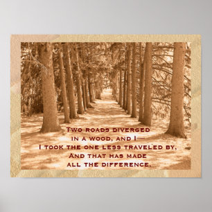 Twee wegen - Robert Frost citaat - kunstprint Poster