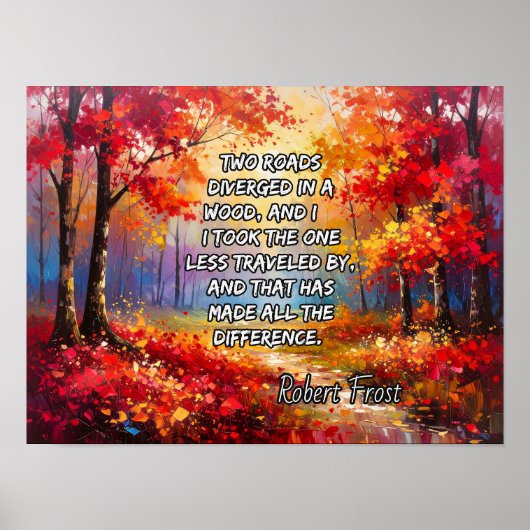 Twee wegen scheidden in een bos poster (Voorkant)