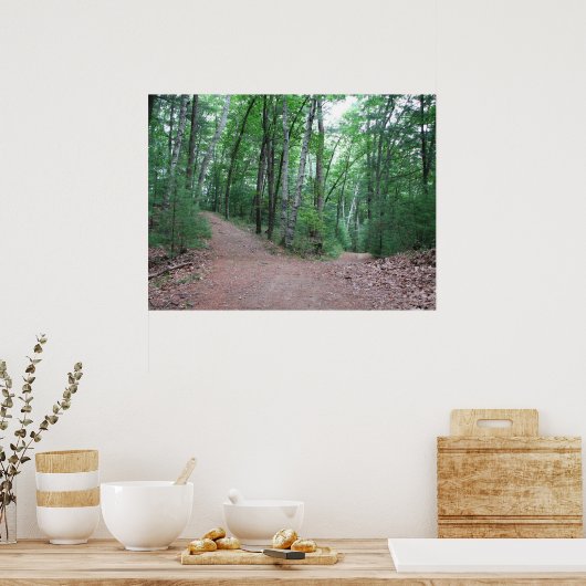 Twee wegen verdeeld in een geel hout poster (Keuken)