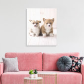 Twee Welsh Corgi-vergaderingen Canvas Afdruk (Insitu (Woonkamer))