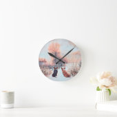 Twee Welsh Corgis First Snow Ronde Klok (Huis)