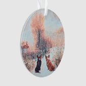 Twee Welsh Corgis in sneeuw Ornament (voorkant)