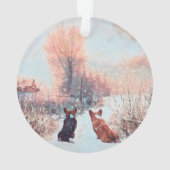 Twee Welsh Corgis in sneeuw Ornament (achterkant)