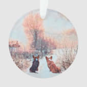 Twee Welsh Corgis in sneeuw Ornament (voorkant)