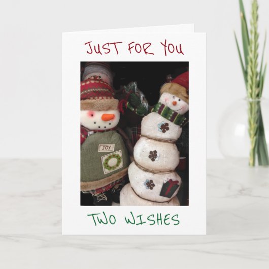 TWEE WENSEN=**VROLIJK KERSTFEEST **GELUKKIG NIEUWJ FEESTDAGEN KAART (Voorkant)