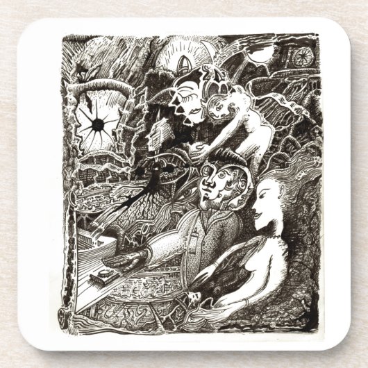 Twee werelden bier onderzetter (Voorkant)