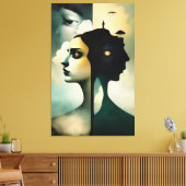 Twee werelden canvas afdruk (Insitu (Woonkamer))