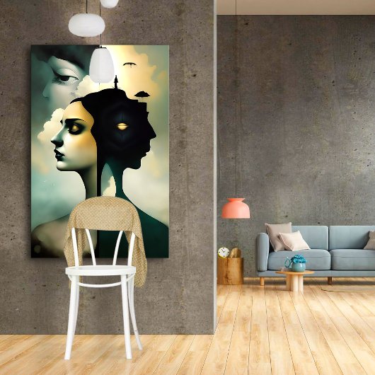 Twee werelden canvas afdruk