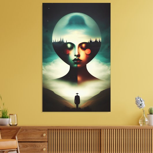 Twee werelden canvas afdruk (Insitu (Woonkamer))