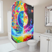 Twee werelden douchegordijn (In situ)