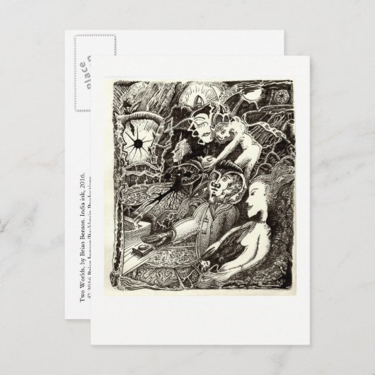 Twee werelden, van Brian Benson. Briefkaart (Voorkant / Achterkant)