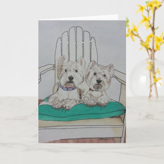 Twee Westie-objecten Kaart (Gele Bloem)