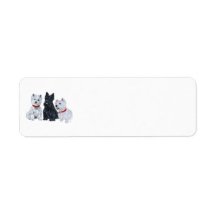 Twee Westies en een Scottie Etiket