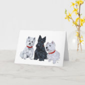 Twee Westies en een Scottie Kaart (Gele Bloem)