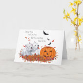 Twee Westies met Halloween Kaart (Gele Bloem)
