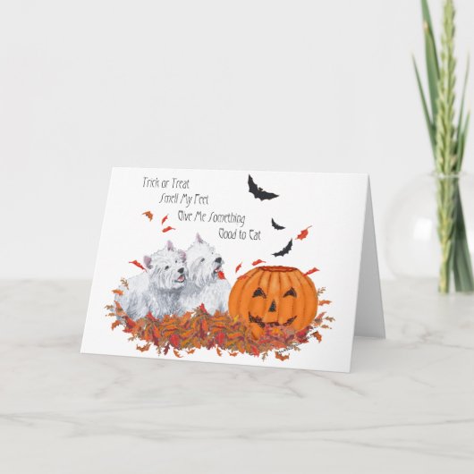Twee Westies met Halloween Kaart (Voorkant)
