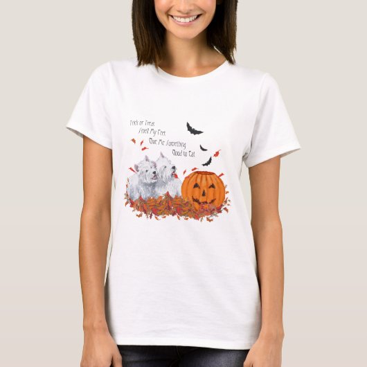 Twee Westies met Halloween T-shirt (Voorkant)