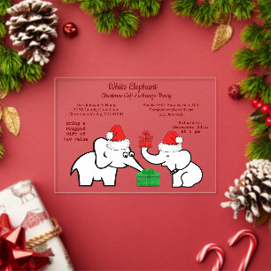 Twee White Elephant Kerst Diamant Patroon Acryl Uitnodigingen
