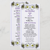 Twee White Frilly Daisies Wedding Programme Programmakaart (Voorkant / Achterkant)