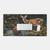 Twee whitetail herten afkoelen in de beek bureaumat (Keyboard & Muis)