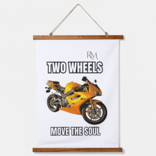 Twee wielen brengen de ziel in beweging Motor T-sh Hangend Wandkleed
