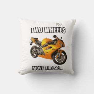 Twee wielen brengen de ziel Motor T-shirt Motorr Kussen